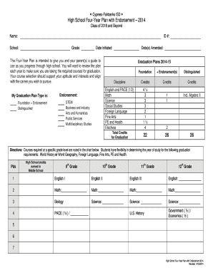 High School Four-Year Plan with Endorsement