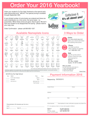 2016 Yearbook Order Form