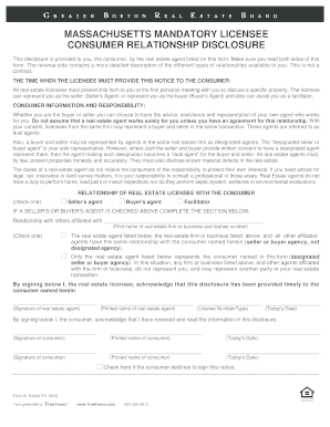 Massachusetts Mandatory Licensee Consumer Relationship Disclosure