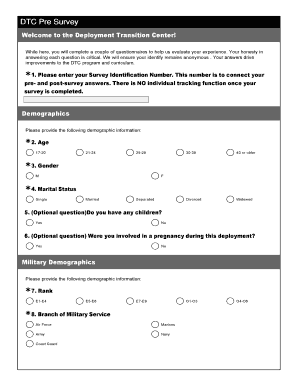 Deployment Transition Center Pre Survey