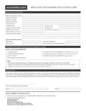 Maybank Merchant Programme Application Form