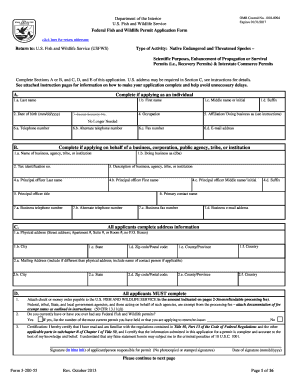 Federal Fish and Wildlife Permit Application