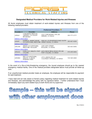 Colorado Workers' Compensation First Report of Injury