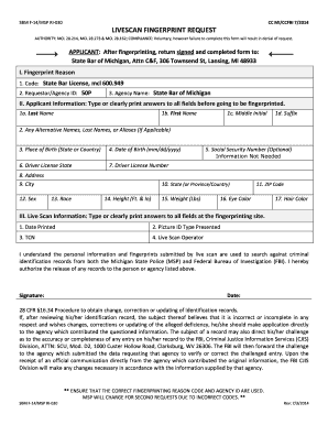 Michigan Live Scan Fingerprint Request Form
