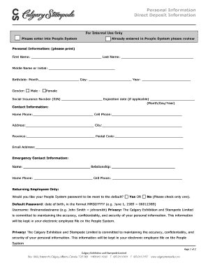 Employee Direct Deposit Information Form