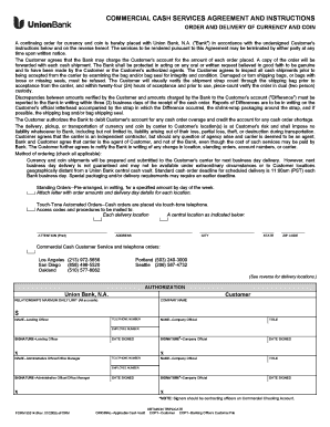 Commercial Cash Services Agreement