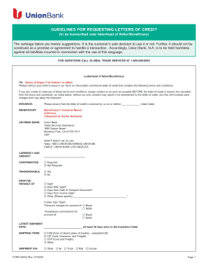 Letter of Credit Request Form