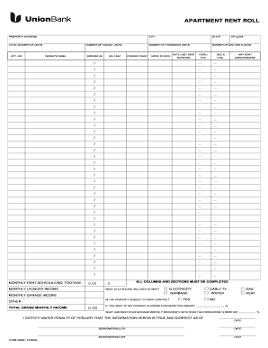 Apartment Rent Roll Form