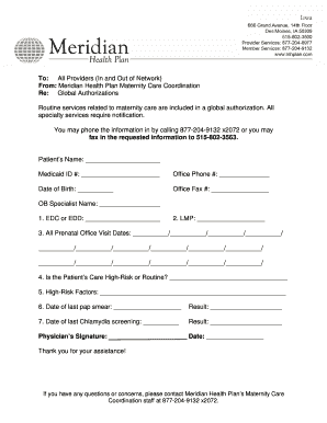 Maternity Care Global Authorization Form