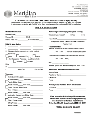 Continued Outpatient Treatment Notification Form