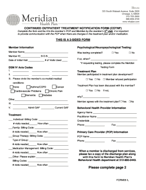 Continued Outpatient Treatment Notification Form