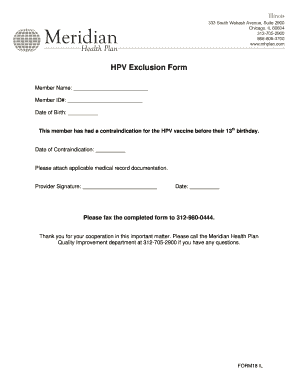 HPV Exclusion Form