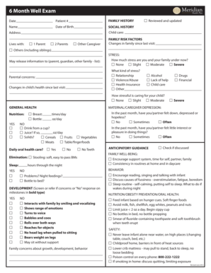 6 Month Well Exam Form