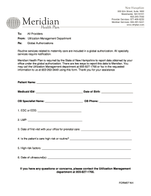 New Hampshire Maternity Care Authorization Form