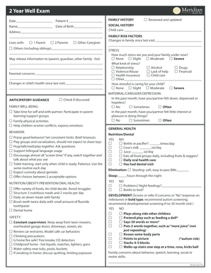 2 Year Well Exam Form