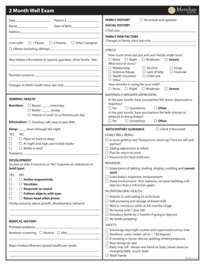 2 Month Well Exam Form