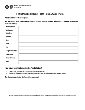 BlueChoice POS Fee Schedule Request Form