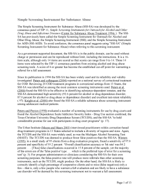 Fillable Online bhicares The Simple Screening Instrument for Substance Abuse (SSI SA) was ...