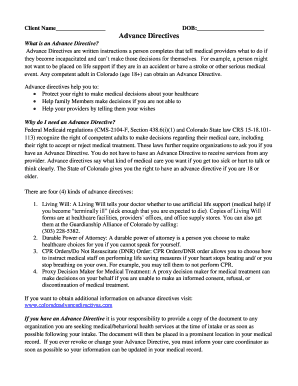 Colorado Advance Directives Form