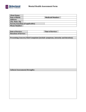 Mental Health Assessment Form