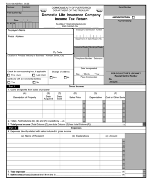Puerto Rico Domestic Life Insurance Company Income Tax Return