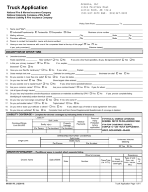 Truck Insurance Application Form