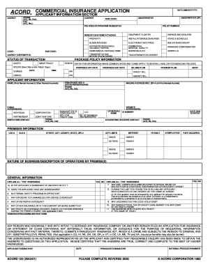 Commercial Insurance Application Form