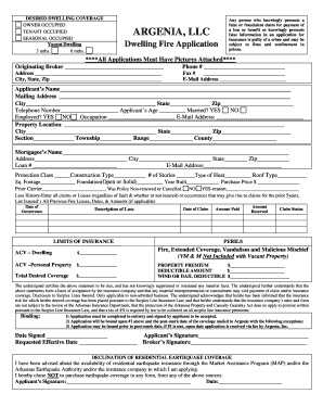 Dwelling Fire Insurance Application