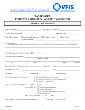VFIS Property and Casualty Application Form