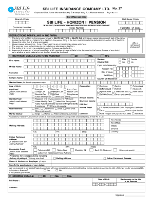 SBI Life Horizon II Pension Form