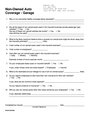 Non-Owned Auto Coverage Form