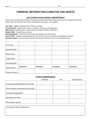 Law School Financial Information Form