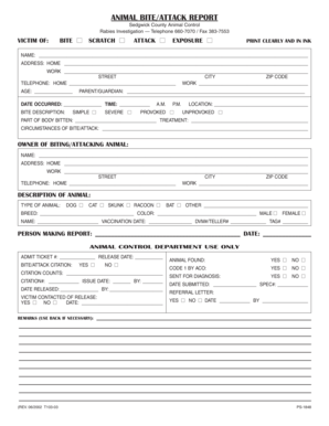 Animal Bite Attack Report