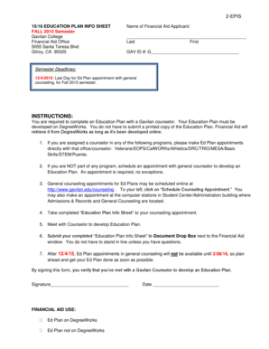 Gavilan College Education Plan Info Sheet