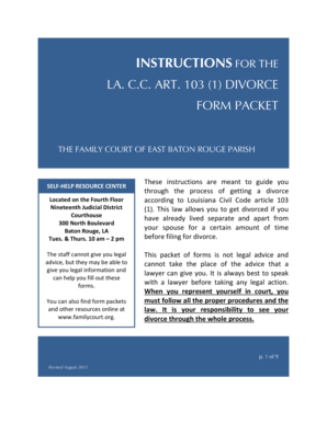 Louisiana Divorce Petition Form