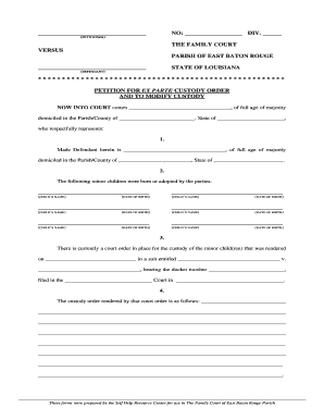 Petition for Ex Parte Custody Order