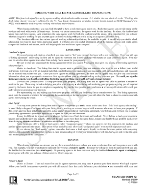 North Carolina Lease Agent Disclosure Form