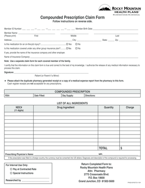 Compounded Prescription Claim Form