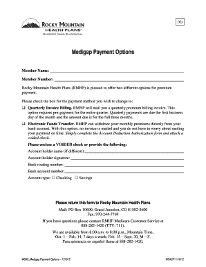 Medigap Payment Options Form