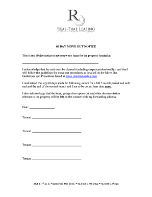 60 Day Move Out Notice