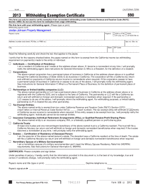 California Withholding Exemption Certificate