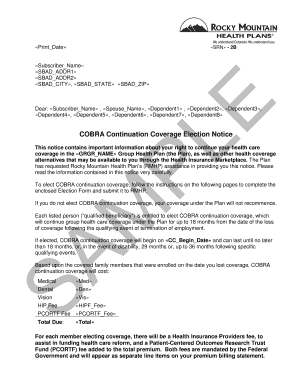 COBRA Continuation Coverage Election Notice