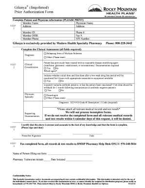 Gilenya Prior Authorization Form
