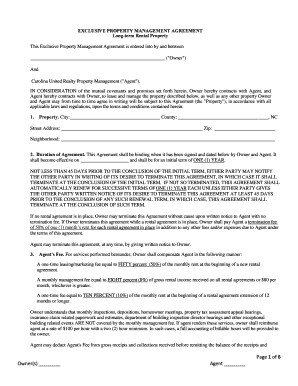 Exclusive Property Management Agreement