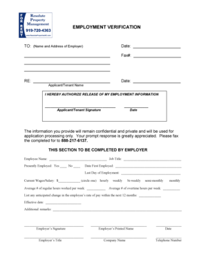 Employment Verification Form
