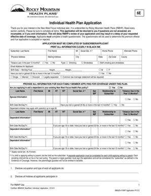 Individual Health Plan Application