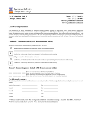 Lead-Based Paint Disclosure Form