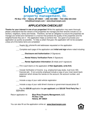 Blue River Property Management Rental Application