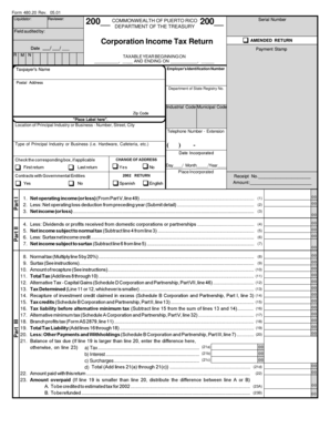 Puerto Rico Corporation Income Tax Return Form 480.20