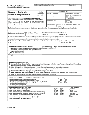 Duval County Public Schools Student Registration Form
